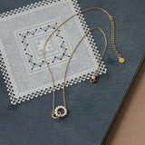 Freshwater Pearls Double Ring Pearl Pendant Necklace for Women