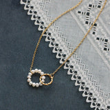 Freshwater Pearls Double Ring Pearl Pendant Necklace for Women