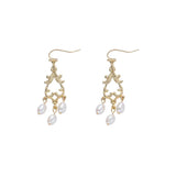 Golden Baroque Freshwater Pearl Earrings Vintage Flowers Hollow