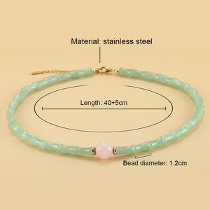 Freshwater Pearls Stone Bead Necklace Bohemian Choker Stainless Steel Pendant