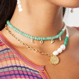 Rainbow Pearl CZ Letter Pendant Necklace Personalized Name Jewelry