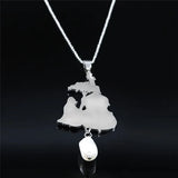 Cello Cat Necklace Freshwater Pearls Stainless Steel