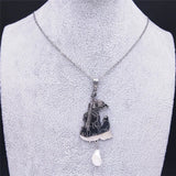 Cello Cat Necklace Freshwater Pearls Stainless Steel