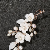 Freshwater Pearls Wedding Bridal Earrings Porcelain Flower Women Drop Earring