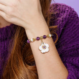Freshwater Shell Flower Charm Bracelet Crystal Stone Beads Stretch Bangles