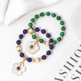 Freshwater Shell Flower Charm Bracelet Crystal Stone Beads Stretch Bangles