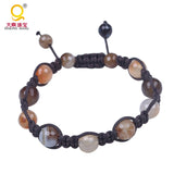 Freshwater Pearl Faceted Stone Bracelet Hand-Knitted Yoga Reiki