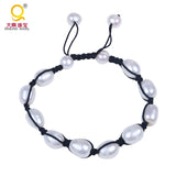 Freshwater Pearl Faceted Stone Bracelet Hand-Knitted Yoga Reiki