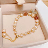 Baroque Freshwater Pearl Fishtail Bracelet Light Net Red