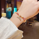 Baroque Freshwater Pearl Fishtail Bracelet Light Net Red