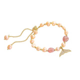 Baroque Freshwater Pearl Fishtail Bracelet Light Net Red