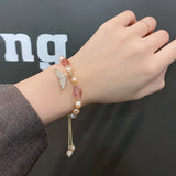 Baroque Freshwater Pearl Fishtail Bracelet Light Net Red