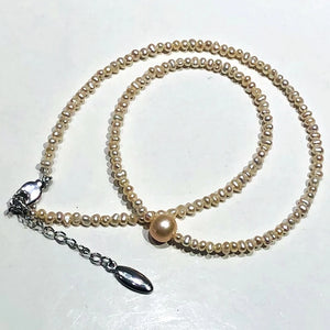 Freshwater Pearl Necklace 2mm & 8-9mm 17INCH