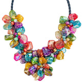 Freshwater Pearl Sea Shell Flower Necklace White/Purple/Red/Green/Brown