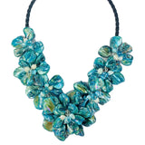 Freshwater Pearl Sea Shell Flower Necklace White/Purple/Red/Green/Brown