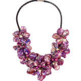 Freshwater Pearl Sea Shell Flower Necklace White/Purple/Red/Green/Brown