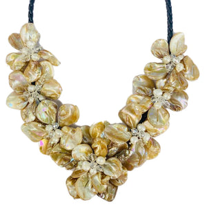 Freshwater Pearl Sea Shell Flower Necklace White/Purple/Red/Green/Brown