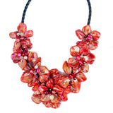 Freshwater Pearl Sea Shell Flower Necklace White/Purple/Red/Green/Brown