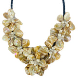 Freshwater Pearl Sea Shell Flower Necklace White/Purple/Red/Green/Brown