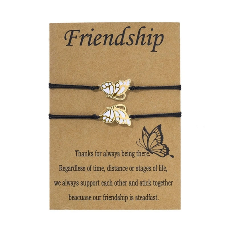 Butterfly Bracelet Hand-woven Thread Bracelets 2pcs