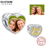 Friendship Photo Charm 925 Sterling Silver Heart Bead for Bracelet DIY