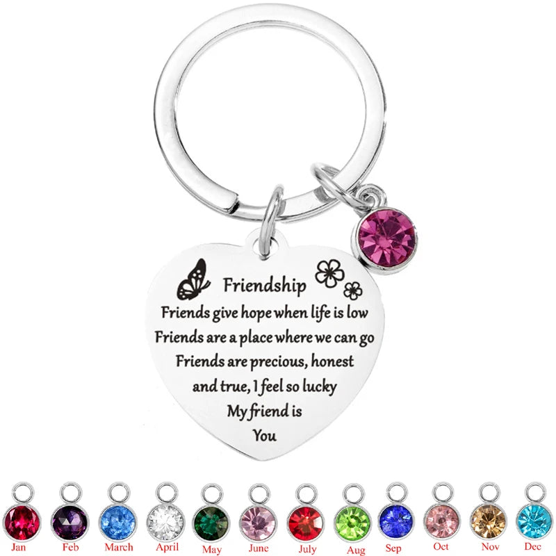 Friendship Keychain - Soul Sister Thank You Gift, Birthstone Appreciation