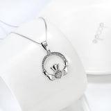 Friendship Love Heart Gemstone Claddagh Celtic Pendant Necklace