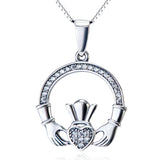 Friendship Love Heart Gemstone Claddagh Celtic Pendant Necklace