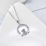 Friendship Love Heart Gemstone Claddagh Celtic Pendant Necklace