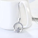Friendship Love Heart Gemstone Claddagh Celtic Pendant Necklace