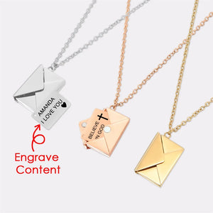 Custom Friendship Love Letter Envelope Pendant Necklace