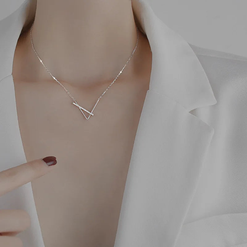 S925 Silver Triangle Letter Clavicle Chain Necklace