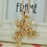 Frog Butterfly Sweater Bead Necklace Crystal Pendant