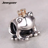 925 Silver Frog Prince Charm with Crown for Bracelets & Necklaces