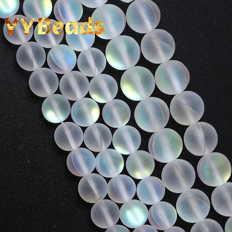 Austria Crystal Moonstone Glitter Beads Round Loose Charms 6-12mm