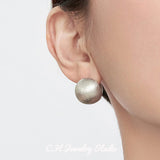 Frosted Ball Studs Earrings 925 Silver Classic Earring for Women