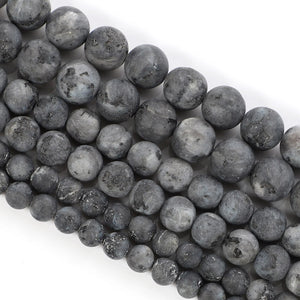 Frosted Spectrolite Natural Stone Beads Round Loose Spacer Beads 4-12MM