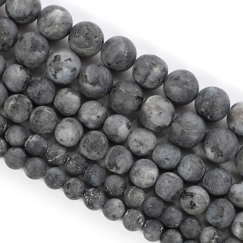 Frosted Spectrolite Natural Stone Beads Round Loose Spacer Beads 4-12MM