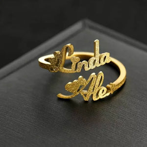 Frosted Name Rings Heart Nickname Wedding