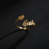 Frosted Name Rings Heart Nickname Wedding