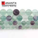 Matte Fluorite Natural Stone Beads - 6 8 10 12mm - DI