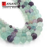 Matte Fluorite Natural Stone Beads - 6 8 10 12mm - DI