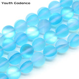 Frosted Matte Lake Glitter MoonStone Crystal Round Loose Spacer Beads 6-12MM