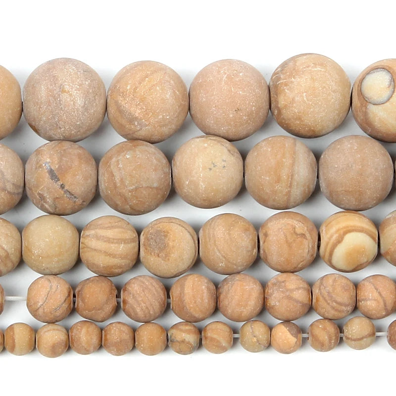 Natural Stone Beads Matte Yellow Veins Charm for DIY Bracelet Strand