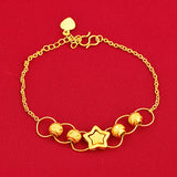 24K Gold-Plated Star Beads Bracelet, Round Bead Chain