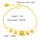 24K Gold-Plated Star Beads Bracelet, Round Bead Chain