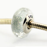 925 Sterling Silver Frosty Mint Glass Charms for Bracelets