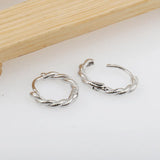 S925 Sterling Silver Twist Circle Earrings Retro Small Earrings