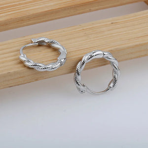 S925 Sterling Silver Twist Circle Earrings Retro Small Earrings