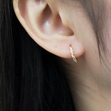 S925 Sterling Silver Twist Circle Earrings Retro Small Earrings